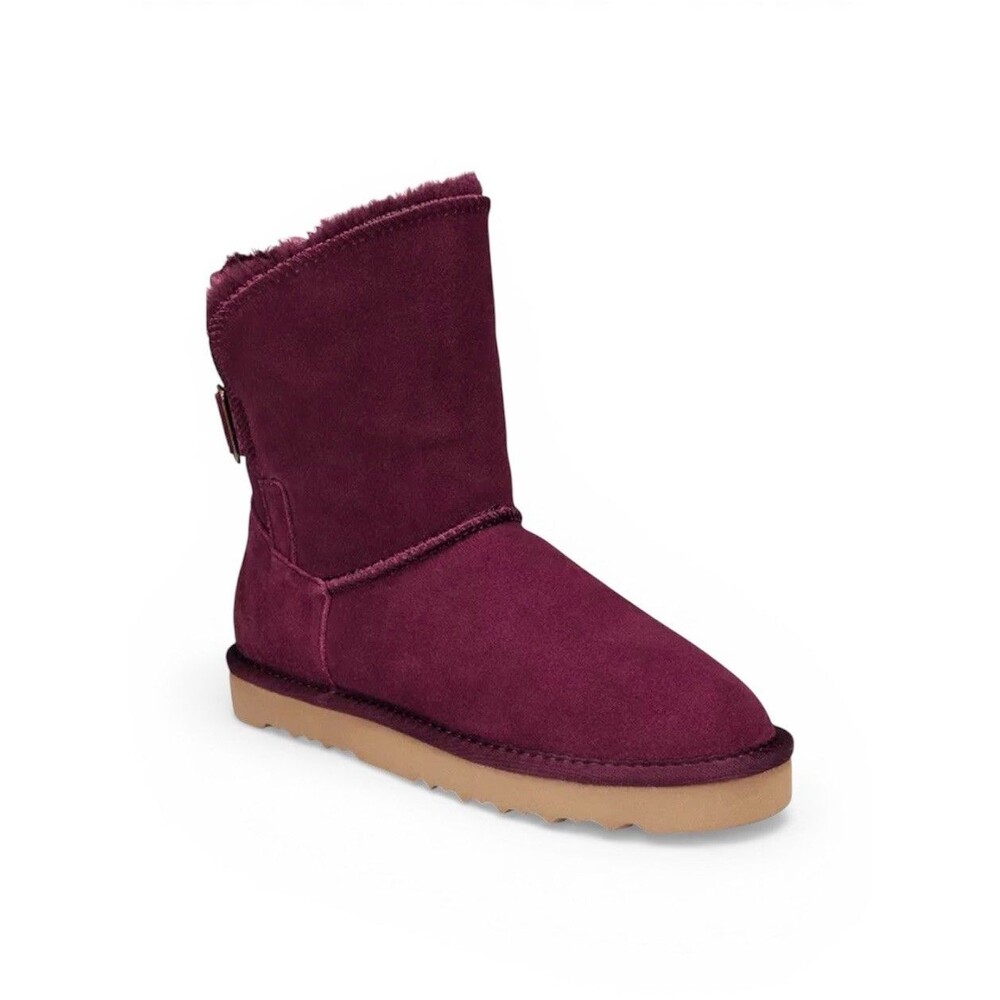 Style & Co Teenyy suede winter Booties Burgundy Faux Fur Lined Boots sz 10 New
